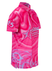 2023 Junior Gold Ladies Sublimated Pink Swirly Jersey - Right Side View