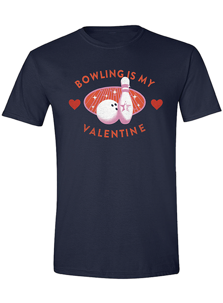 Bowling is my Valentine T-Shirt in Navy - Front View
