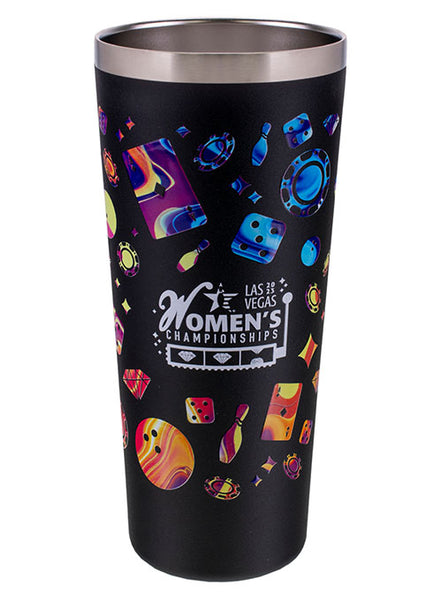 2023 Women's Championships Stainless Steel Tumbler in Black - Side View
