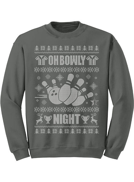 Oh Bowly Night Ugly Christmas Sweater in Charcoal - Front View