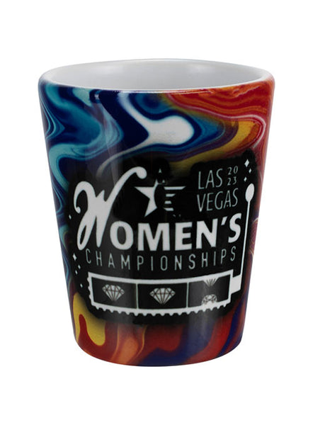 2023 Women's Championships Groovy Paint Pour Shot Glass - Side View