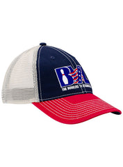 BVL Red, White, and Blue Trucker Hat - Right Side View