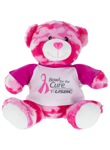 Bowl for the Cure Pink Camo Bear in White t-shirt - Front View
