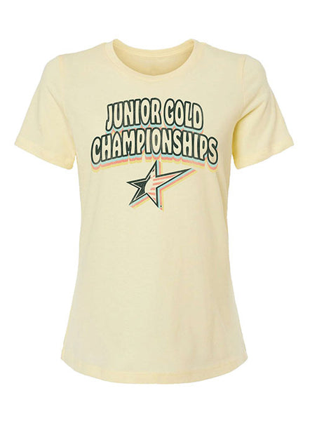 Junior Gold Championships Ladies Star T-Shirt in Heather French Vanilla - Front View