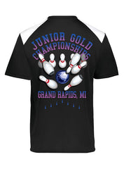 2022 Junior Gold Pinstrike Performance T-Shirt in Black - Back View