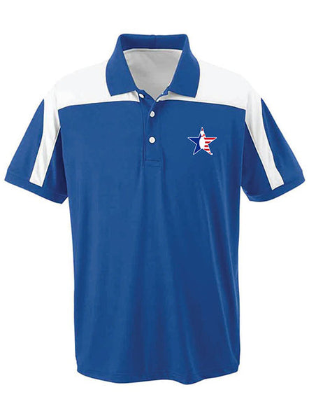 Contrast Shoulder Pinstar Polo in Royal - Front View
