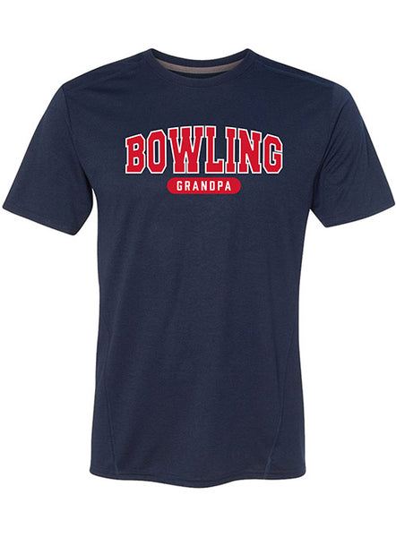 Bowling Grandpa Performance T-Shirt in Navy - Front View