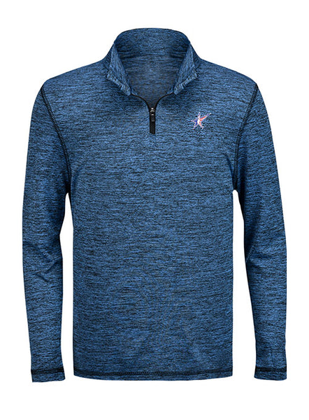 Youth Performance Heather Quarter Zip in Blue - Front View