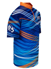 2023 Junior Gold Adult Stripes Sublimated Jersey in Blue and Orange - Right Side View