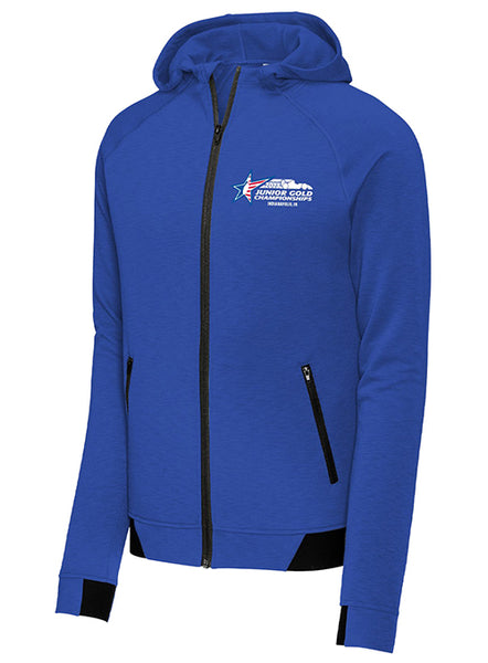 2023 Junior Gold Championships Full Zip Hooded Jacket in Blue - Front View