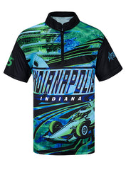 2023 Junior Gold Youth Sublimated Green Indianapolis City Jersey in Black and Green - Front View