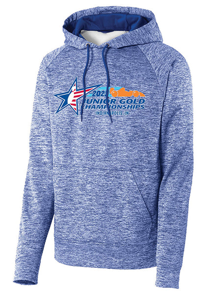 2023 Junior Gold Championships Event Logo Hooded Sweatshirt in True Royal Electric - Front View