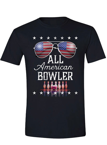 All American Bowler T-Shirt in Black - Front View
