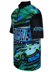 2023 Junior Gold Adult Sublimated Green Indianapolis City Jersey in Blue, Green, and Black - Left Side View