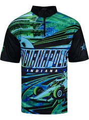 2023 Junior Gold Adult Sublimated Green Indianapolis City Jersey in Blue, Green, and Black - Front View