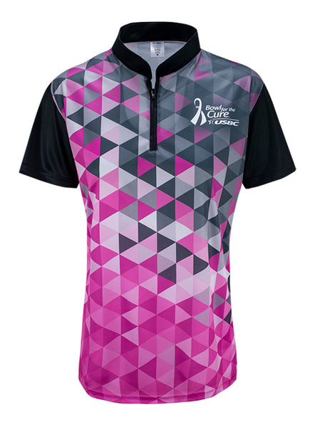 Ladies Bowl for the Cure® Diamond Gradient Sublimated Jersey in Black and Pink - Front View