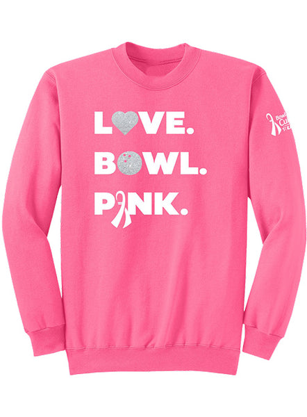 Bowl for the Cure® Love. Bowl. Pink. Crewneck Sweatshirt in Pink - Front View