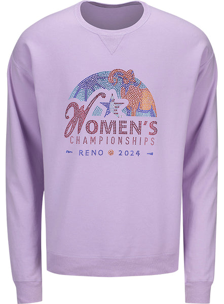 2024 Women's Championships Rhinestone Crewneck Sweatshirt in Lavender - Front View