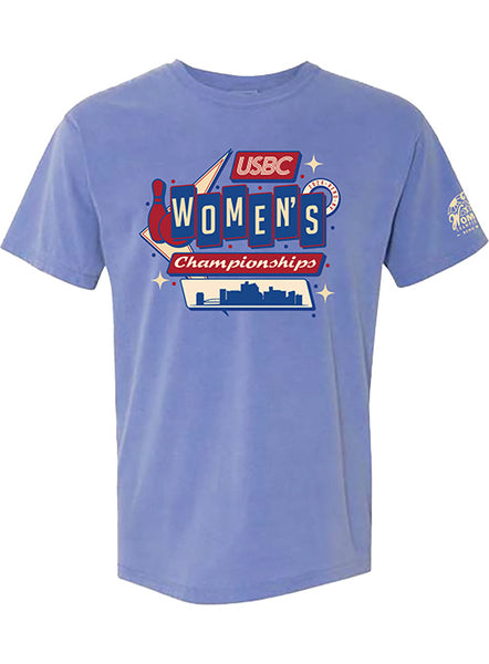 2024 Women's Championships Vintage Reno T-Shirt in Periwinkle - Front View