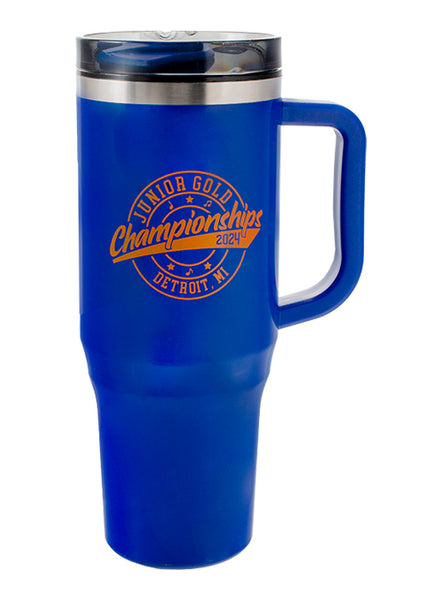 2024 Junior Gold Championships 40oz Blue Tumbler - Front View