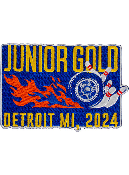 2024 Junior Gold Championships Flaming Wheel Embroidered Patch - Front View