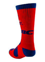 USBC "Eat, Sleep, Bowl" Red Ribbed Athletic Socks - Back View