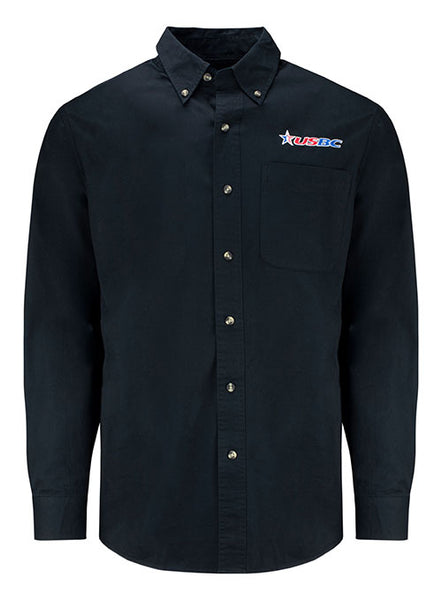 Black USBC Button Down with Pocket - Front View
