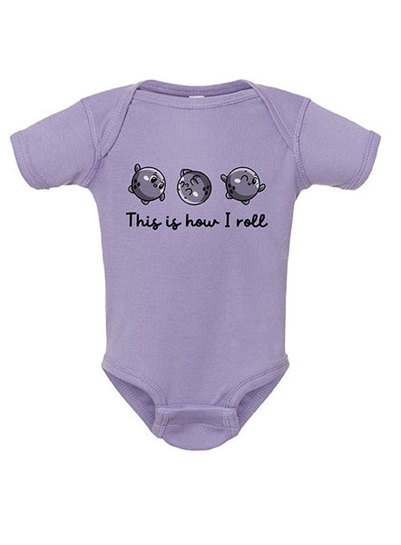 Infant This Is How I Roll Onesie in Lavender - Front View