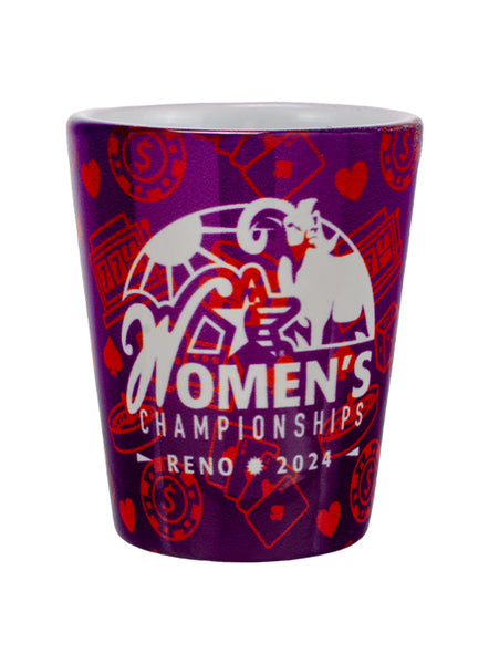 2024 Women's Championships Reno Casino Shot Glass - Front View