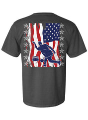 BVL American Flag Bowler Grey T-Shirt - Back View