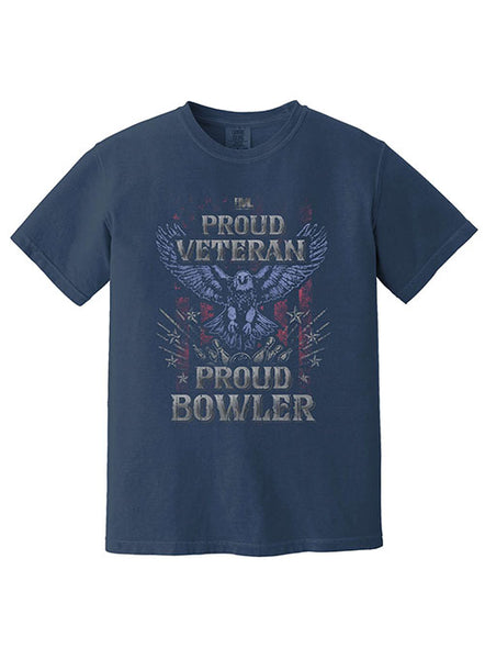 BVL "Proud Veteran Proud Bowler" Blue T-Shirt - Front View