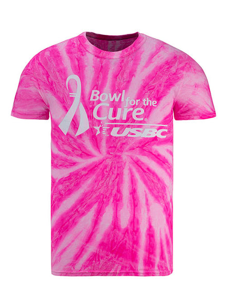 Bowl For the Cure® Neon Bubblegum Pink Tie Dye T Shirt - Front View