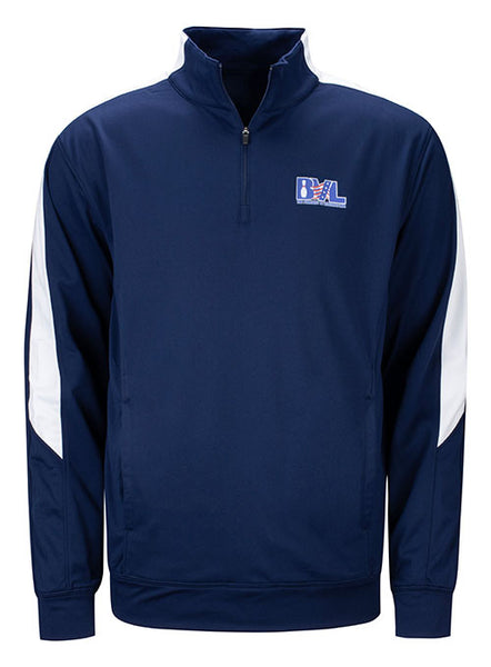 BVL Performance Jacket in Navy and White - Front View
