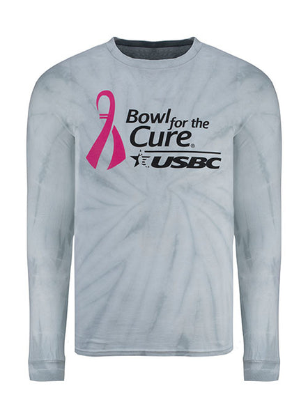 Bowl For the Cure® Long Sleeve Tie Dye T-Shirt in Spider Silver - Front View