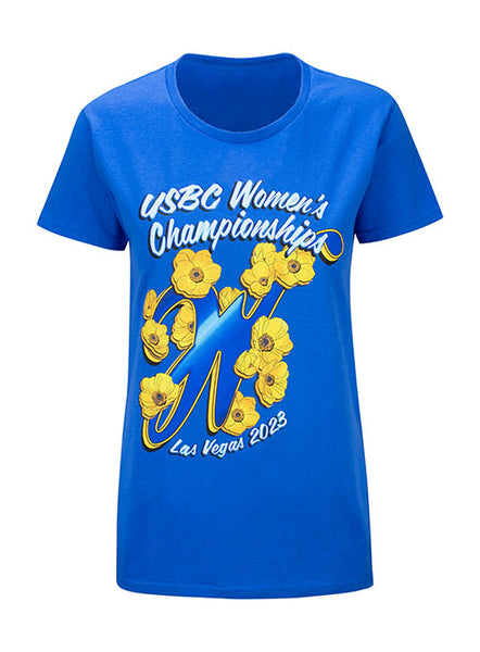 2023 Women's Championships Floral T-shirt in Royal Blue - Front View
