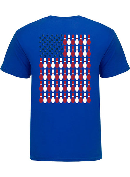 BVL Bowling American Flag T-Shirt in Blue - Back View