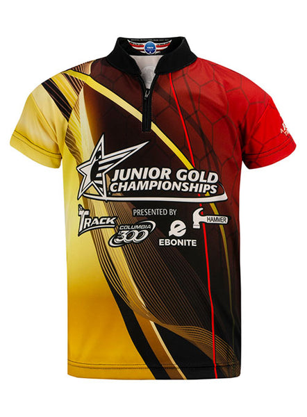 Junior Gold Championships TV Youth Jersey in Red & Yellow - Front View