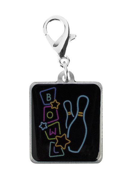 Neon Bowl Sign Shoe Charm in Black - Front View