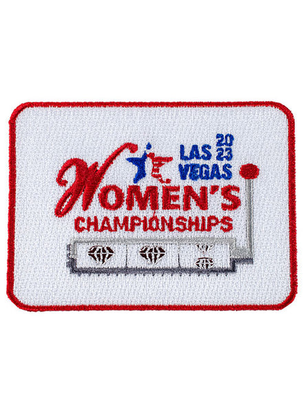 2023 Women's Championships Logo Emblem in White and Red - Front View