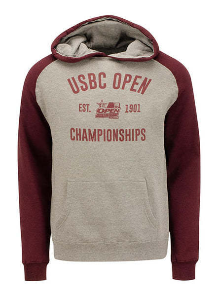 2023 Open Championships EST Hooded Sweatshirt in Grey and Maroon - Front View