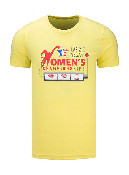 2023 Women's Championships Event Logo T-Shirt in Heather Yellow - Front View