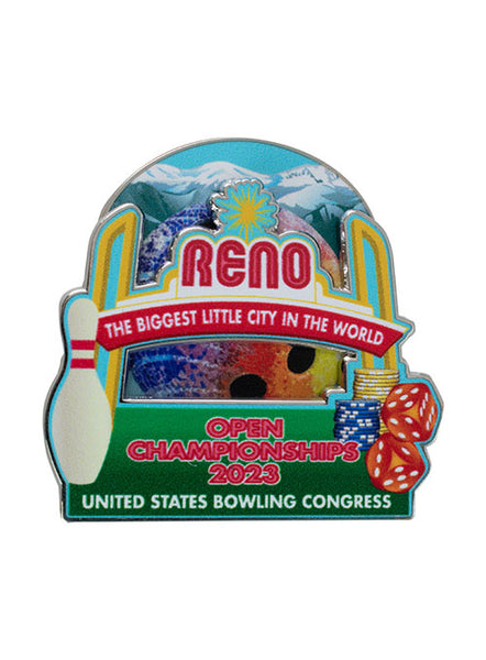 2023 Open Championships Reno Themed Hatpin in Multicolor - Front View