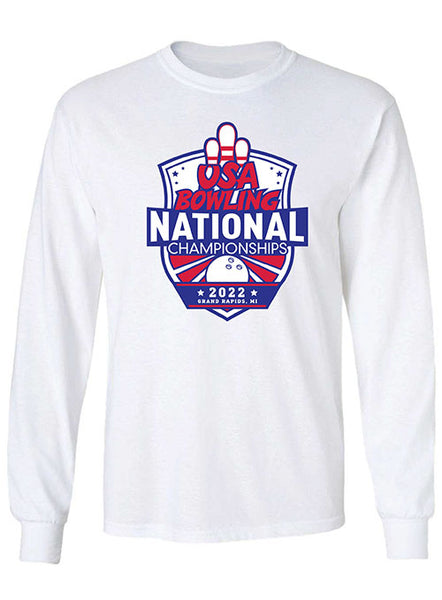 USA Bowling Nationals 2022 Long Sleeve T-Shirt in White - Front View
