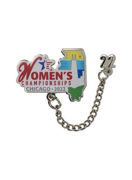 2022 Women's Championships Chain Hatpin in Silver - Front View