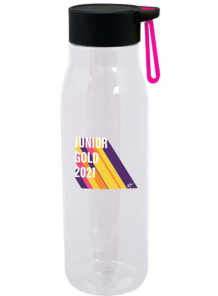 2021 Junior Gold Water Bottle in White - Front View