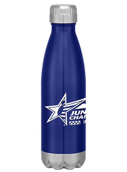2021 Junior Gold Stainless Steel Water Bottle in Blue - Front View