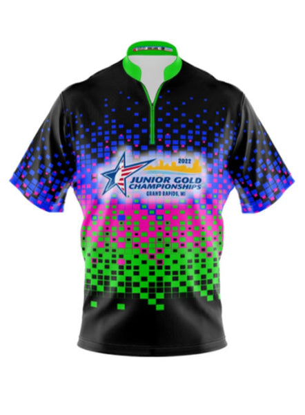 2022 Junior Gold Black & Lime Ladies Jersey - Front View