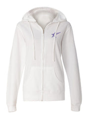 Junior Gold 2021 Ladies Full Zip Hooded Sweatshirt in White - Front View