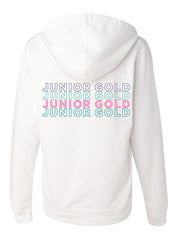 Junior Gold 2021 Ladies Full Zip Hooded Sweatshirt in White - Back View