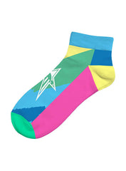 Junior Gold Multicolored Socks in Pink Blue Green and Yellow - Right View